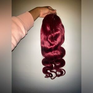 24” Burgundy 13x4 Lace Frontal Wig 180% Density 100% Human Hair